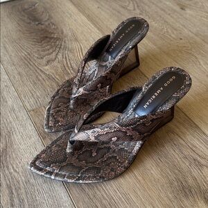 Good American Brown Snake Print Women's Sandals